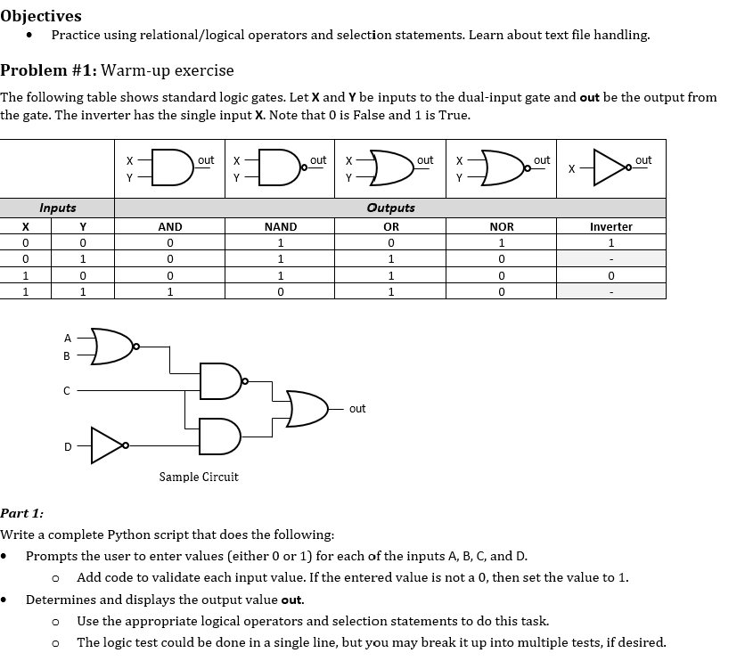 COMPLETE PYTHON CODE PLEASE Objectives Practice using relational/logical operators and selection statements.