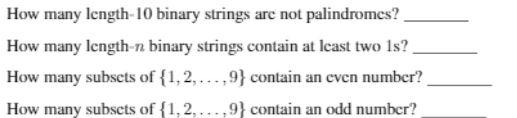 How many length 10 binary strings are not palindromes? How many