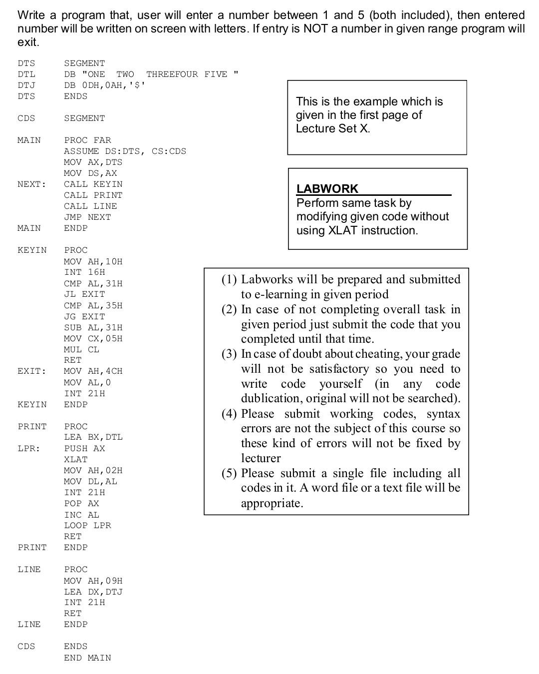  Write a program that, user will enter a number between 1