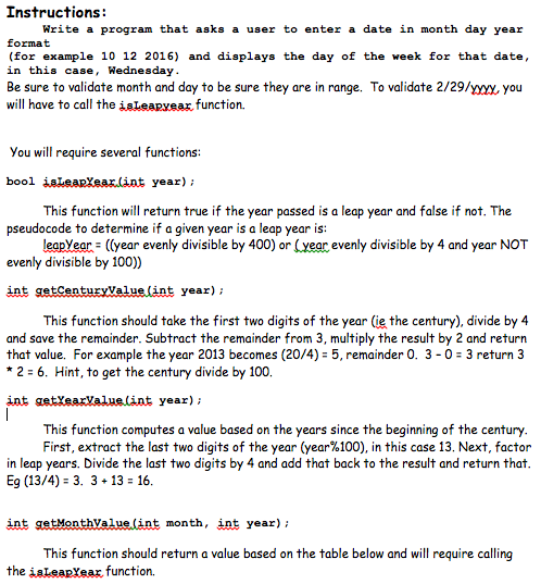  C++ code Instructions: Write a program that asks a user to