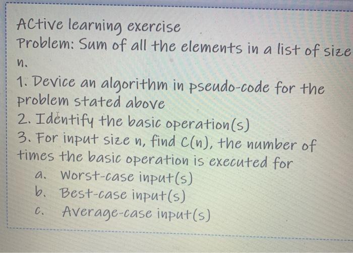 please this program should be in c++ Active learning exercise Problem: