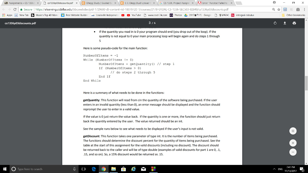 pid-1/29600-dt-content-rid-180/9/20 1/courses 2178-UIDAL-CS-1336-SEC503-82849/c 1336 03discounts.pdf a @ E Other bookmares cs1336p03discounts.pdf CS1336p03partlyourName.cpp