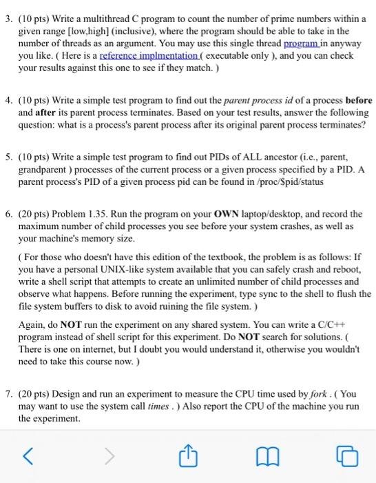  3. (10 pts) Write a multithread C program to count the
