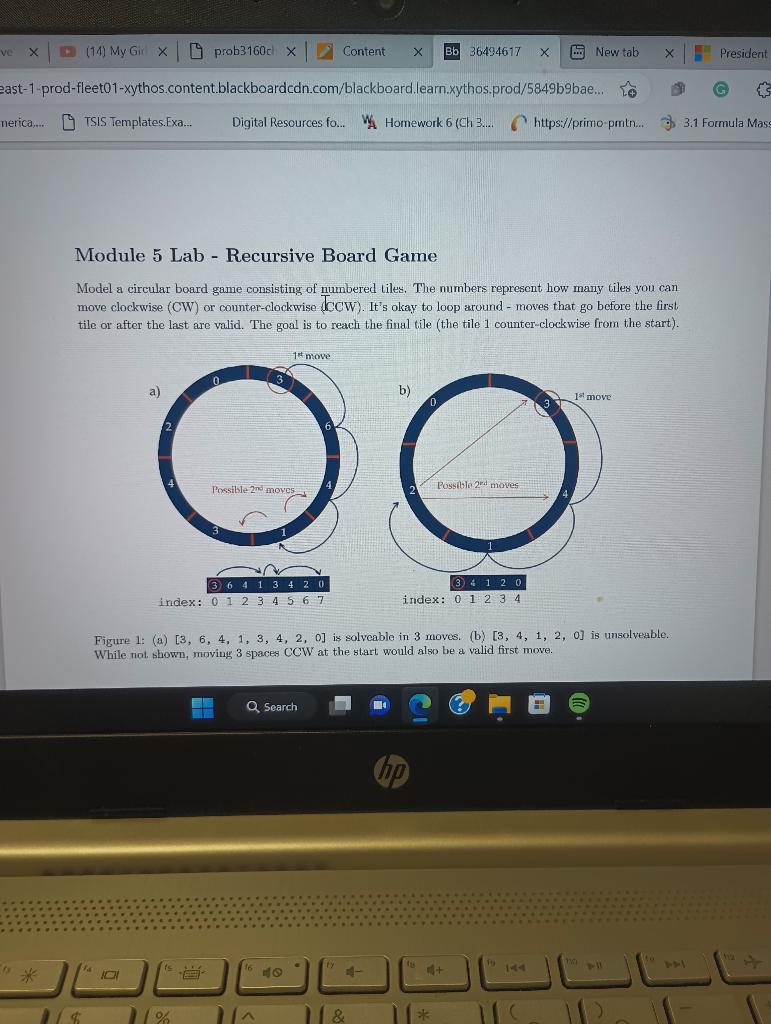 Module 5 Lab - Recursive Board Game Hi there, I was wondering