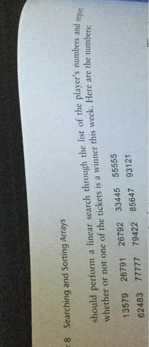 the problem. User will enter a number, search the array to determine