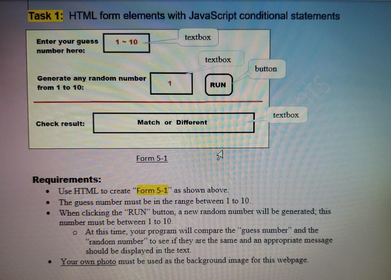 I need the program code in Html and the screenshot of the