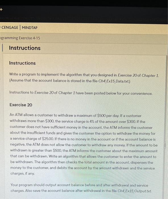  Instructions Write a program to implement the algorithm that you designed