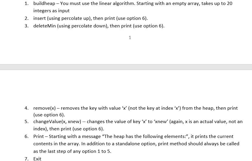 heap methods, I need help with two new ones, info below. In
