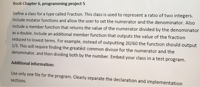  C++ Book Chapter 6, programming project 5 Define a class for