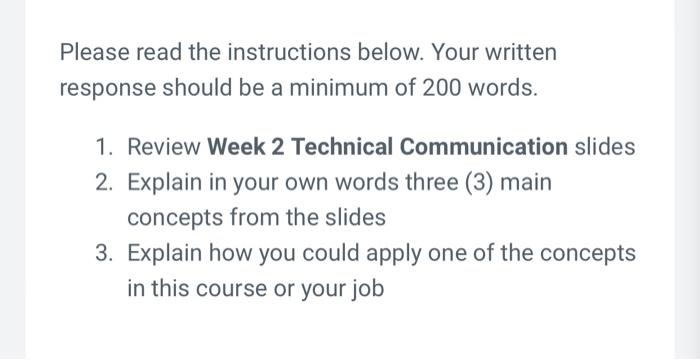  here are the slides Please read the instructions below. Your written