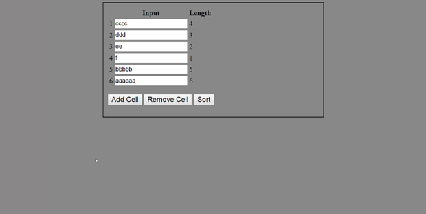 a variable number of input widgets. As a string is entered by