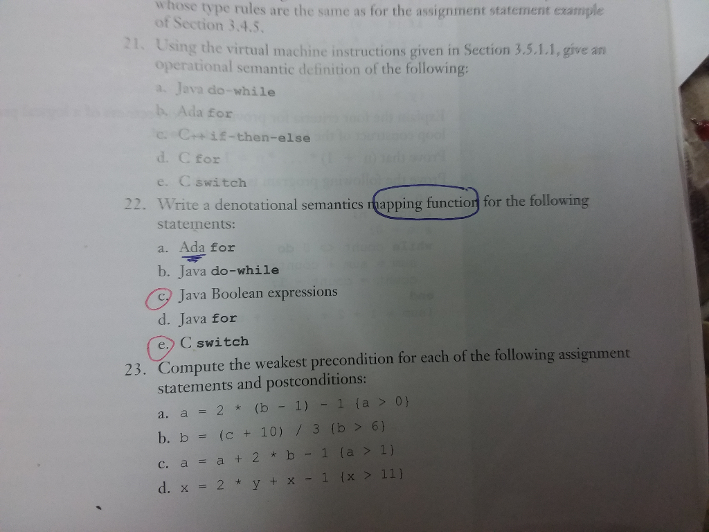 Question 22 Part c and e whose type rules are the same