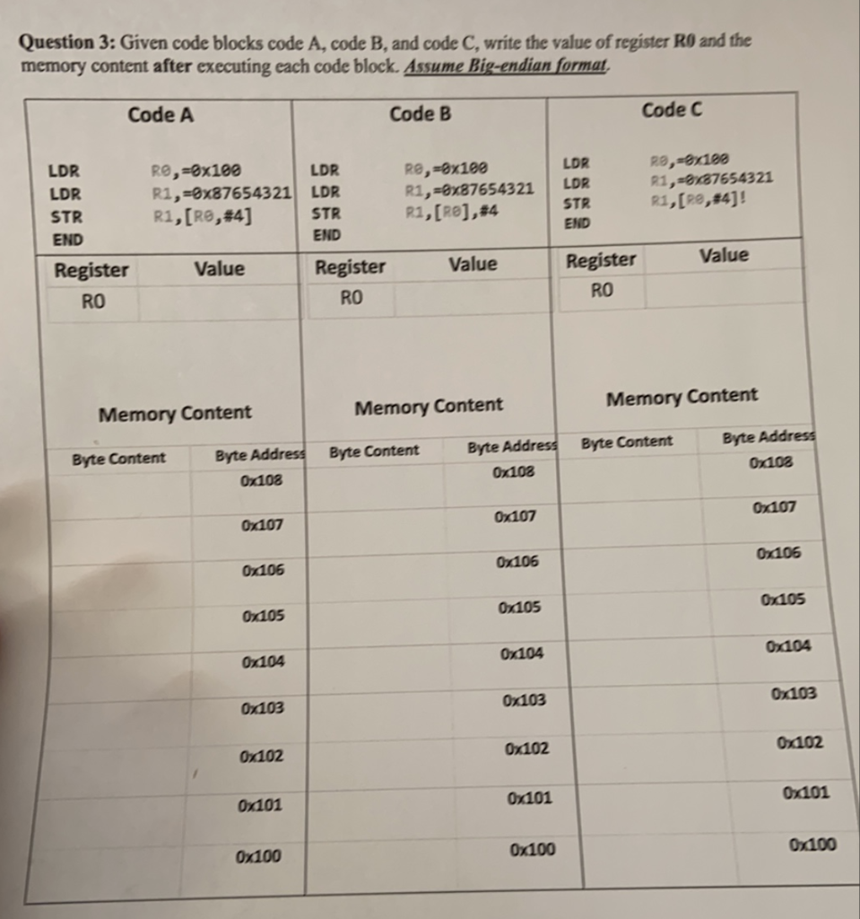  Question 3: Given code blocks code A, code B, and code