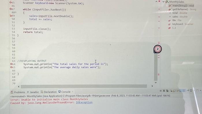 sales for 30 days. - The file should simply contains 30 rows