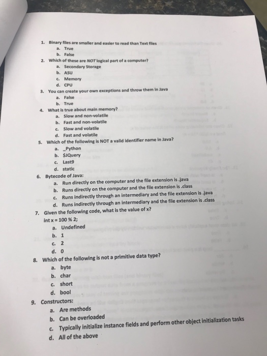  1. Binary files are smaller and easler to read than Text