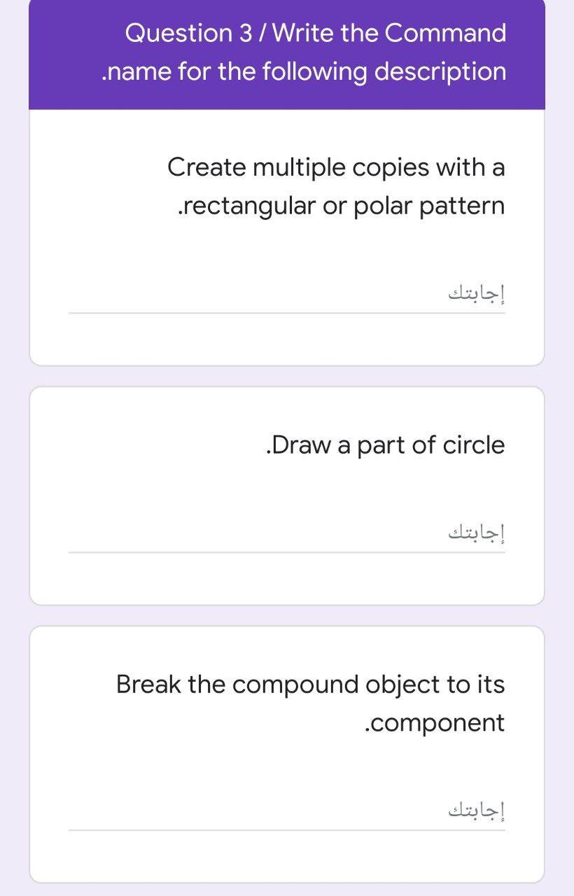  Question 3/Write the Command .name for the following description Create multiple