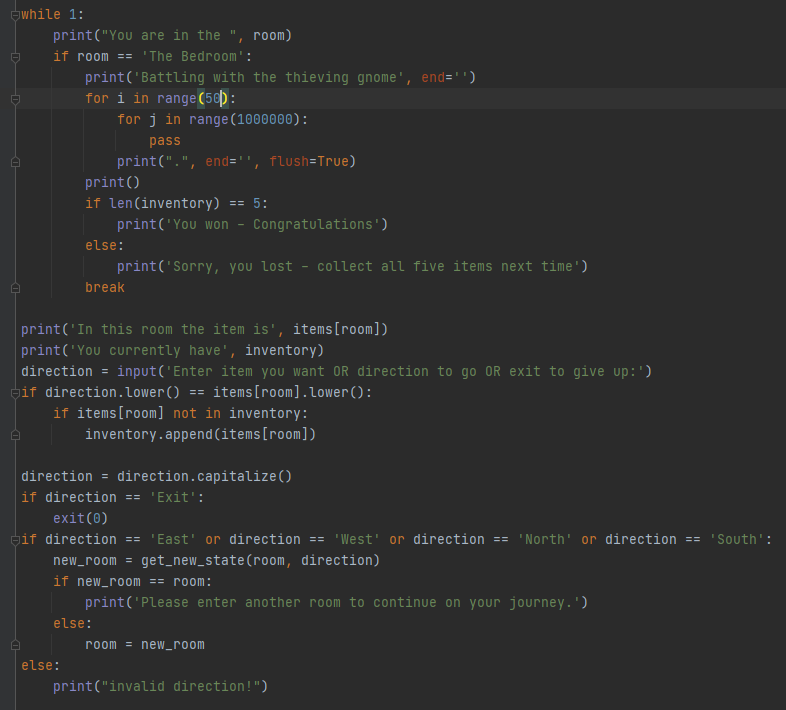 two main actions in the game: moving between rooms and gathering items.