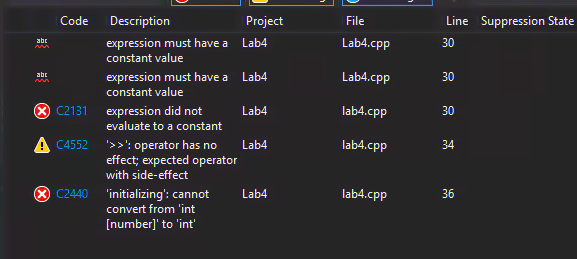 The code below is giving the error messages above the lines