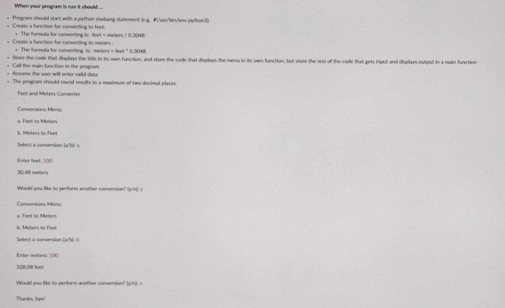 Python language requirement - Program should start with a python shebang statement