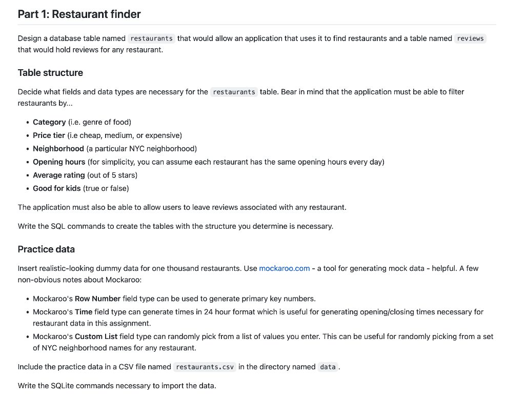 Design a database table named that would allow an application that