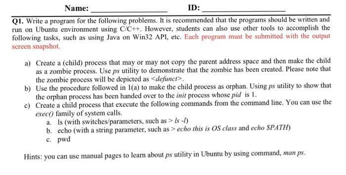  Write a program for the following problems. It is recommended that