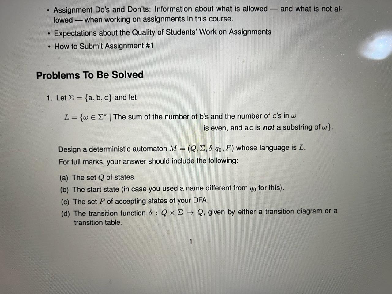 - Assignment Do's and Don'ts: Information about what is allowed -