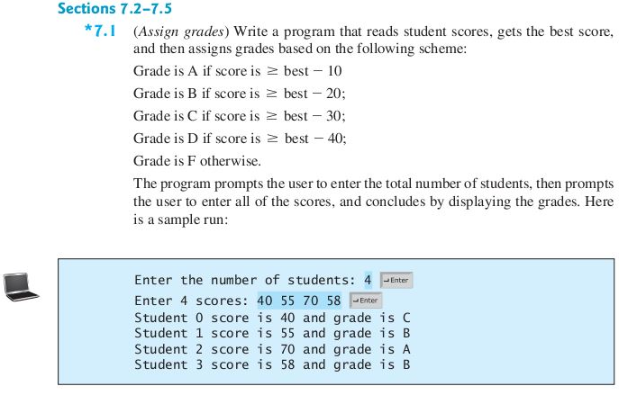 Design and implement a Java program for programming exercise 7.1, page 276