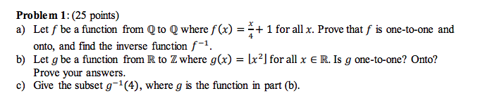  Problem 1: (25 points) a) Let f be a function from