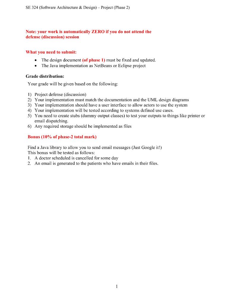 the description :- SE 324 (Software Architecture & Design) - Project