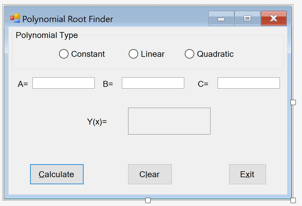 Visual Basic Windows Forms Application for polynomial calculators I am writing an