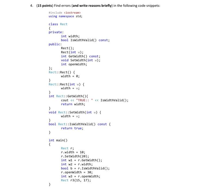 hand write answers please 4. (15 points) Find errors (and write reasons
