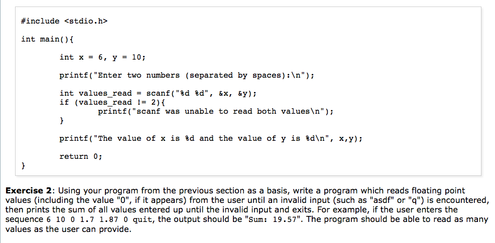  #include int main)f int x6, y - 10 printf ("Enter two