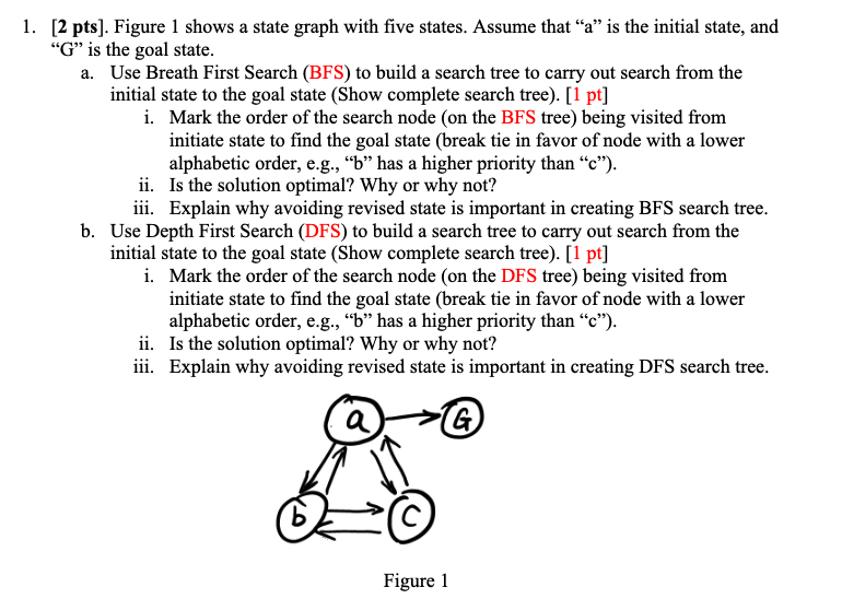  solve this [2 pts]. Figure 1 shows a state graph with