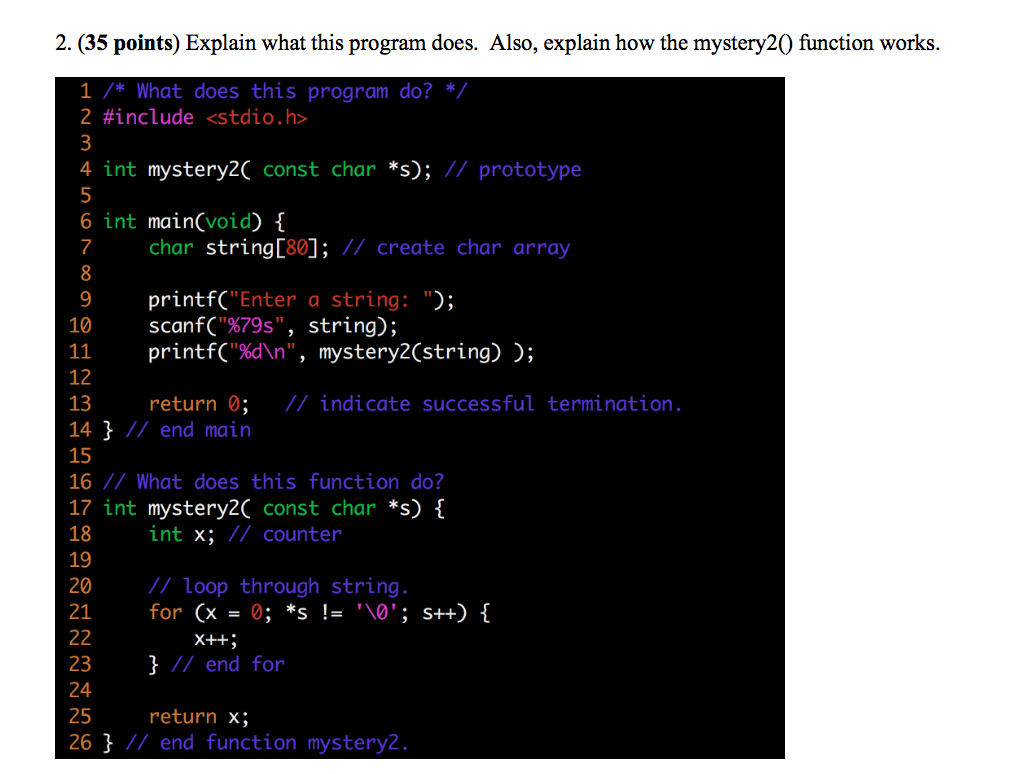  Explain what this program docs. Also, explain how the mystery2() function