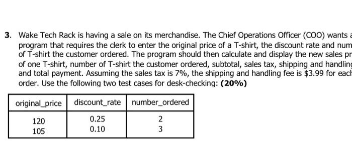 IOP CHART, desk table and codings 3. Wake Tech Rack is having