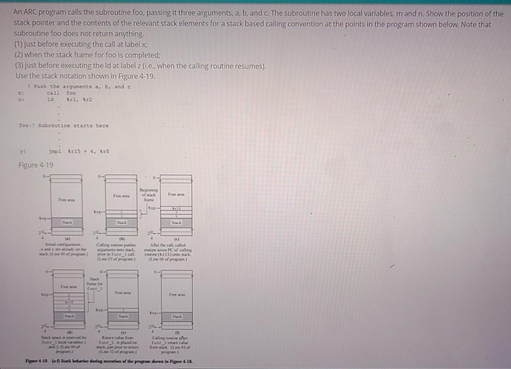  help An ARC program calls the subroutine foo, passing it three