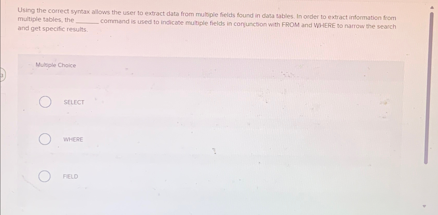  Using the correct syntax allows the user to extract data from