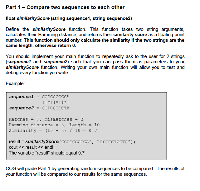 Can Some create this in C++ Part 1 - Compare two sequences