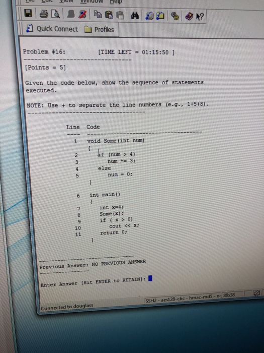  El Quick Connect Profiles Problem #16: Points- S] Given the code