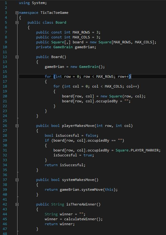 I need help writing a unit test for this c# TicTacToeGame code.