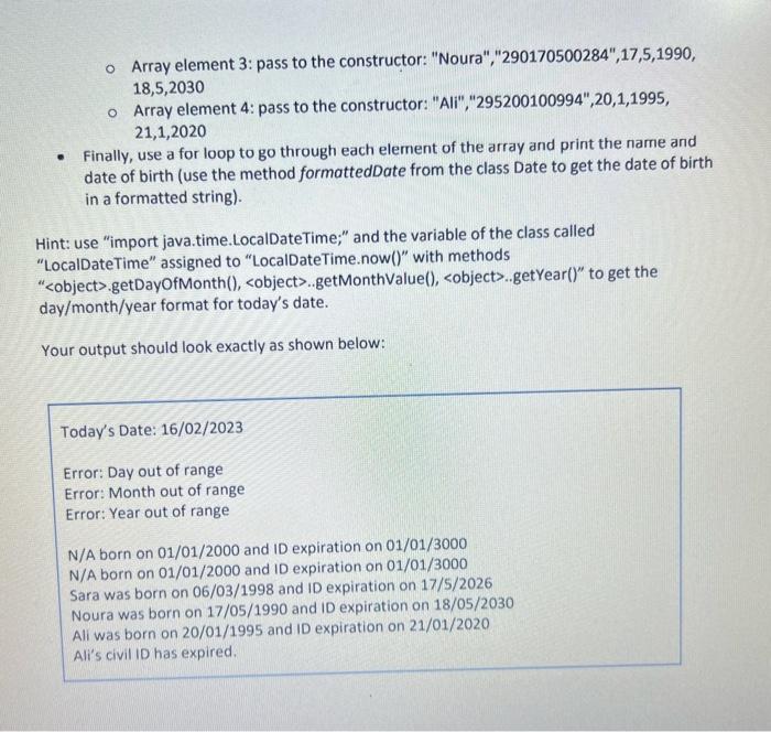 variables: - name: String - civillD: String - dateOfBirth: Date - expirationDate: