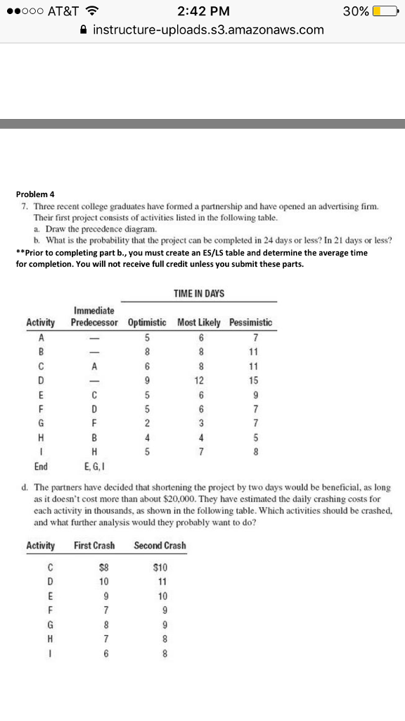 ooo AT&T 2:42 PM 30%) 1 instructure-uploads.s3.amazonaws.com Problem 4 7. Three