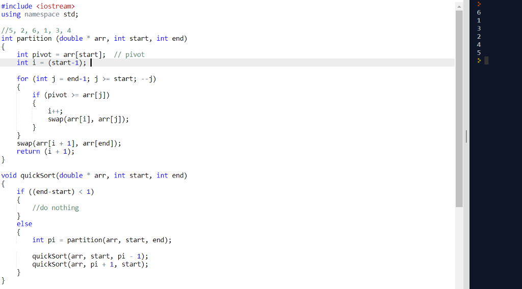 C++ Recursive *Quick Sort* 1. Please modify the PARTITION function below so