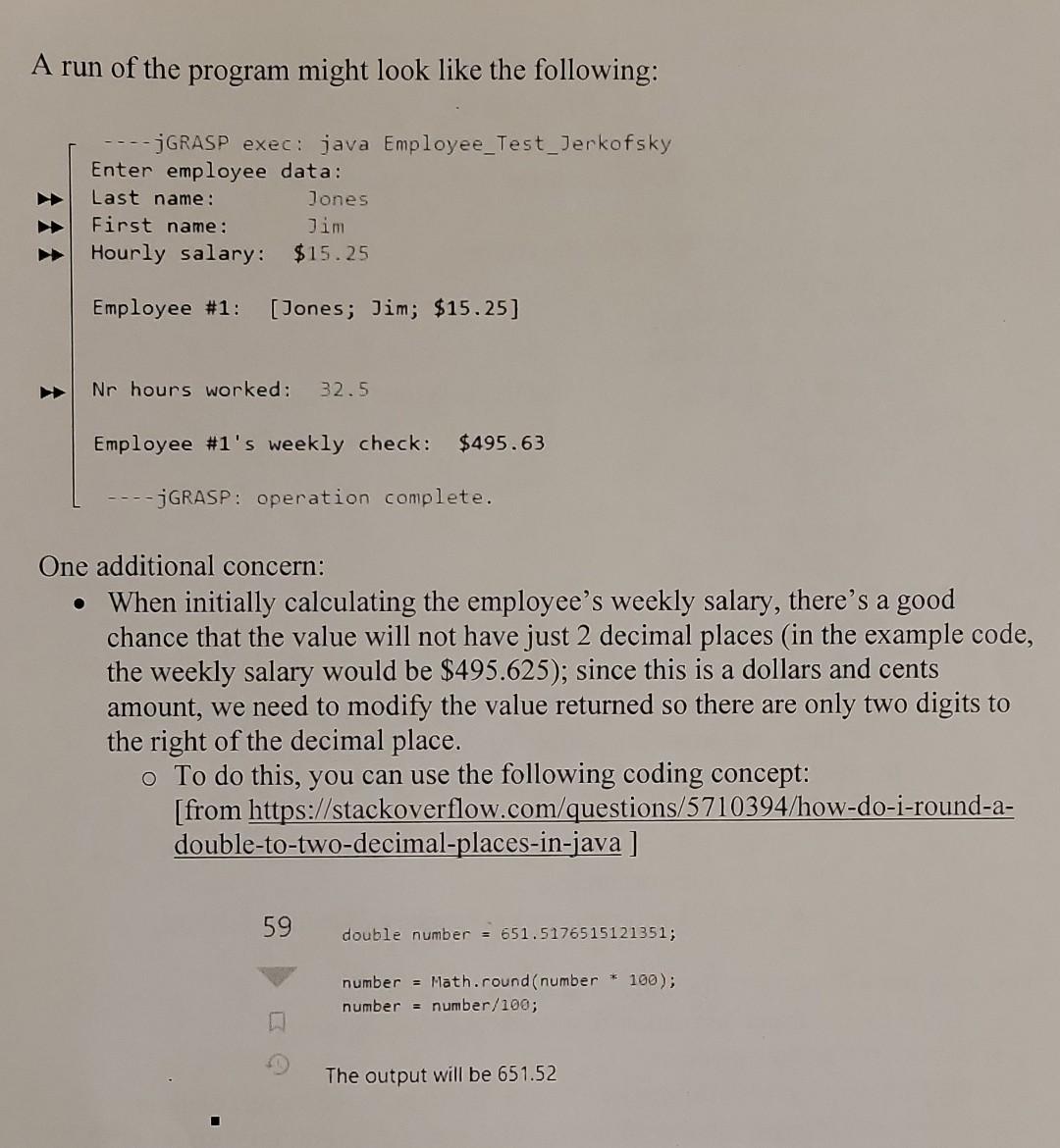 salary. - Methods: .get() method for each instance variable. .set() method for
