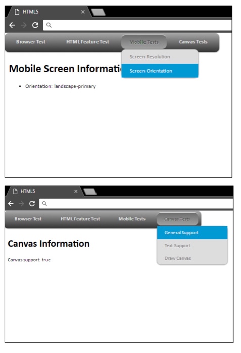 JavaScript functions. The menu should be adaptable to any screen size without