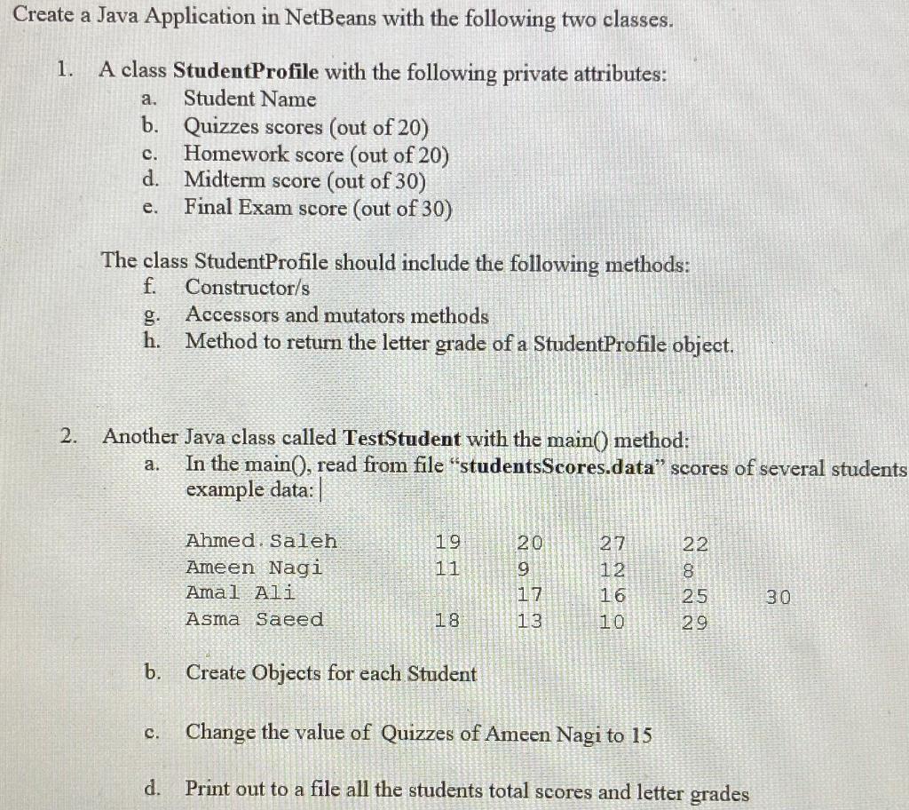  Create a Java Application in NetBeans with the following two classes.