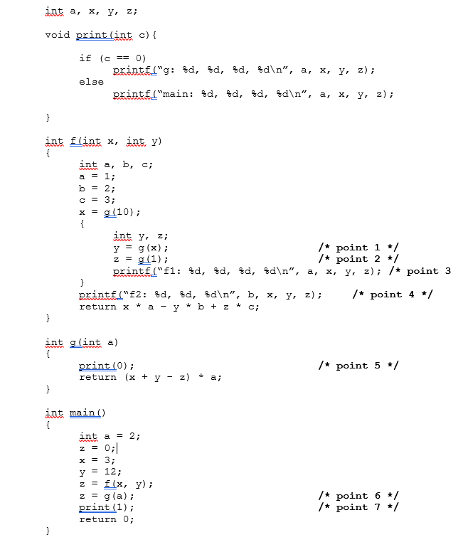 What would the outputs be from this particular program with static