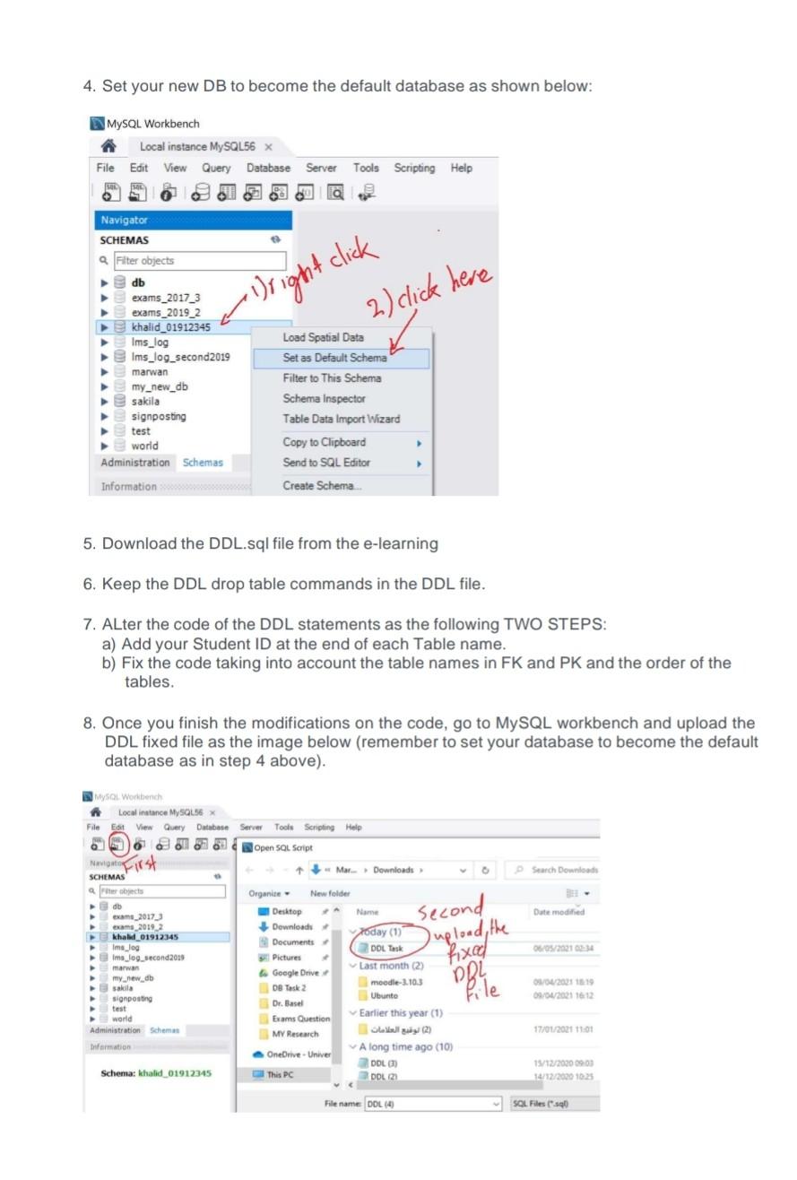  4. Set your new DB to become the default database as