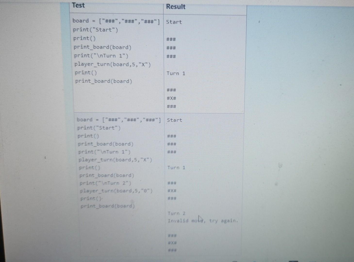 ck results 1 2 out of Finish attem question Complete the player_turn()