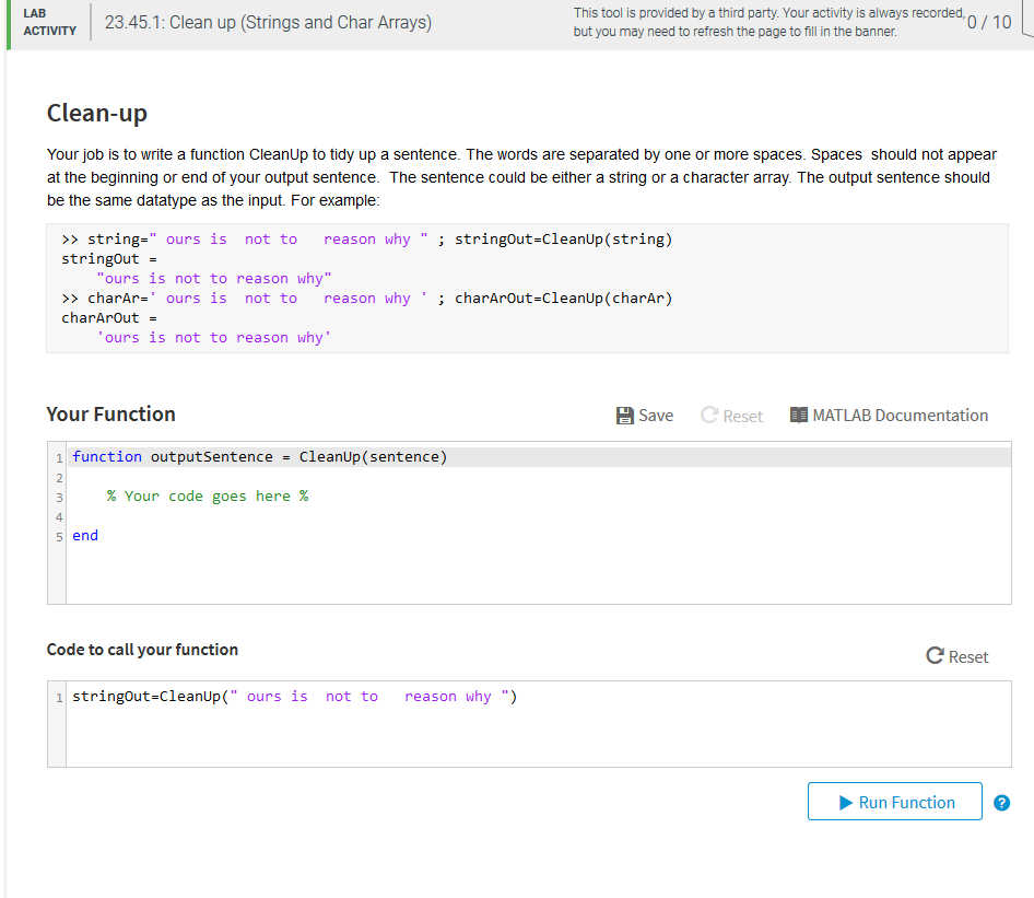 MATLAB This tool is provided by a third party. Your activity is